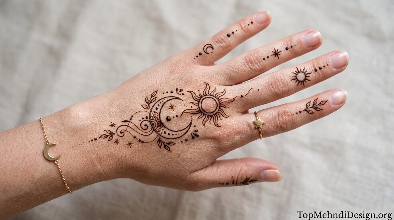 Moon Mehndi Design Simple Easy 2026