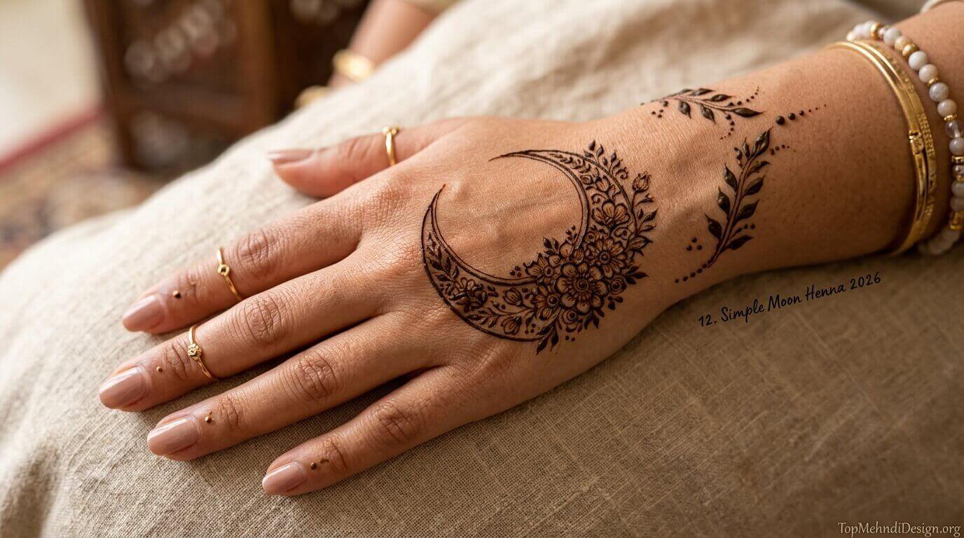 Moon Mehndi Design Simple Easy 2026