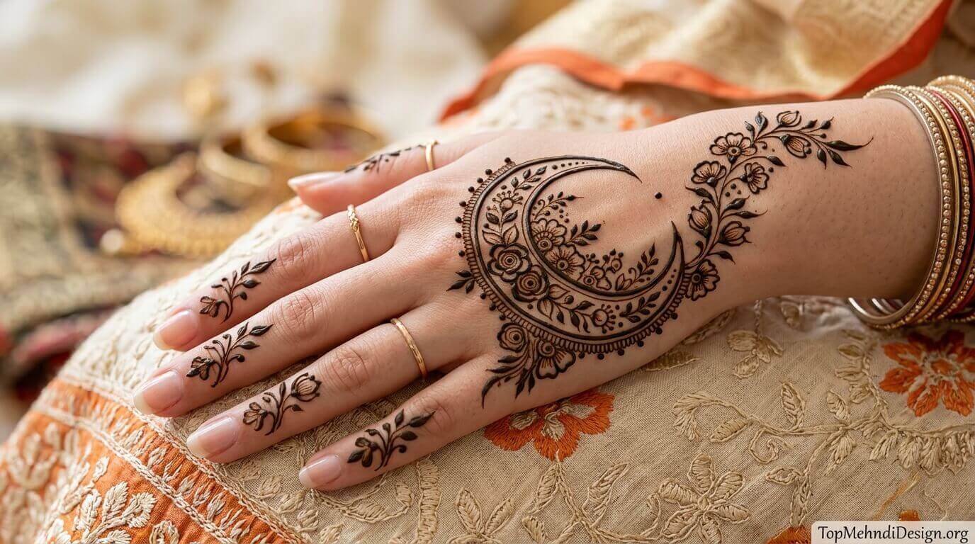 Moon Mehndi Design Simple Easy 2026