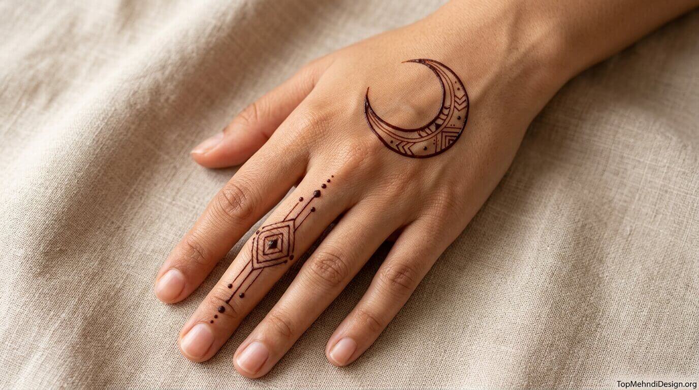 Moon Mehndi Design Simple Easy 2026