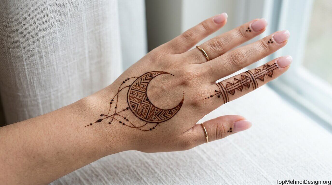 Moon Mehndi Design Simple Easy 2026