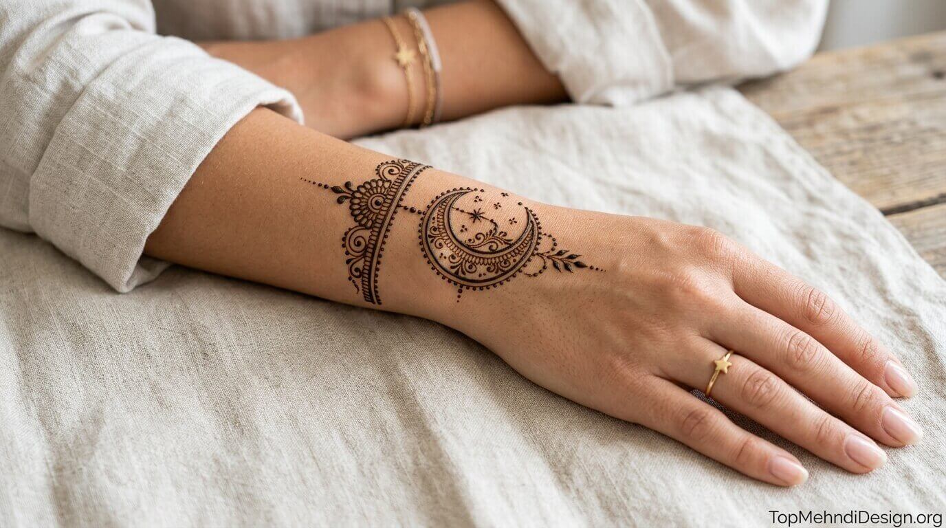 Moon Mehndi Design Simple Easy 2026