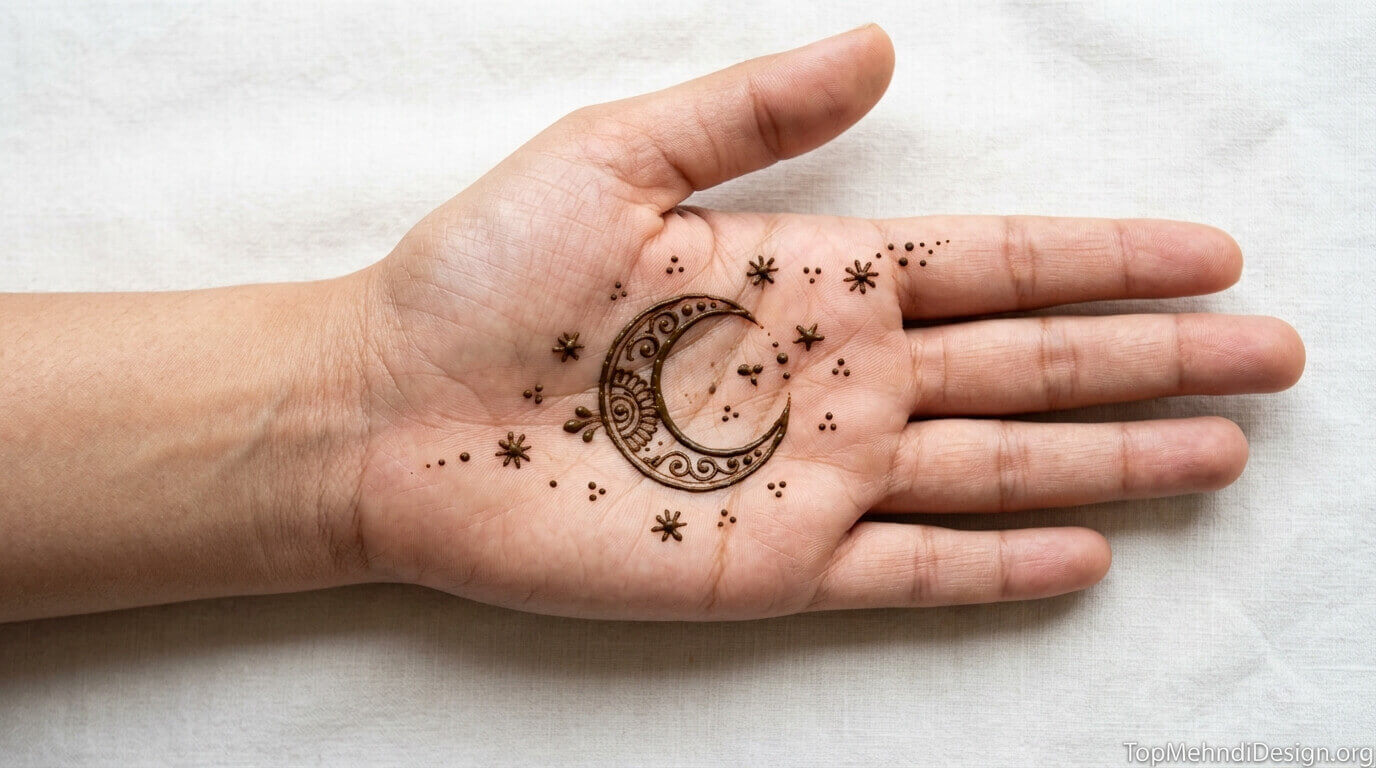 Moon Mehndi Design Simple Easy 2026