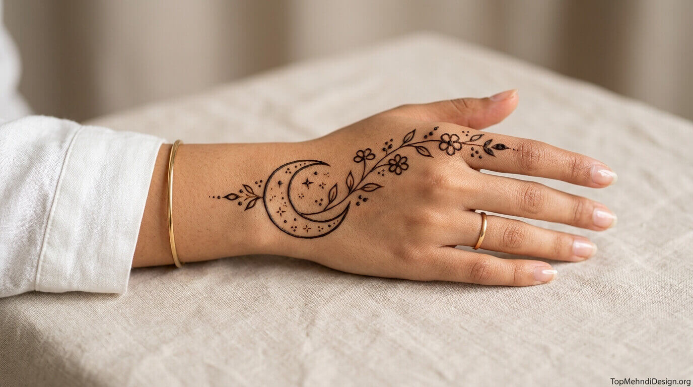 Moon Mehndi Design Simple Easy 2026