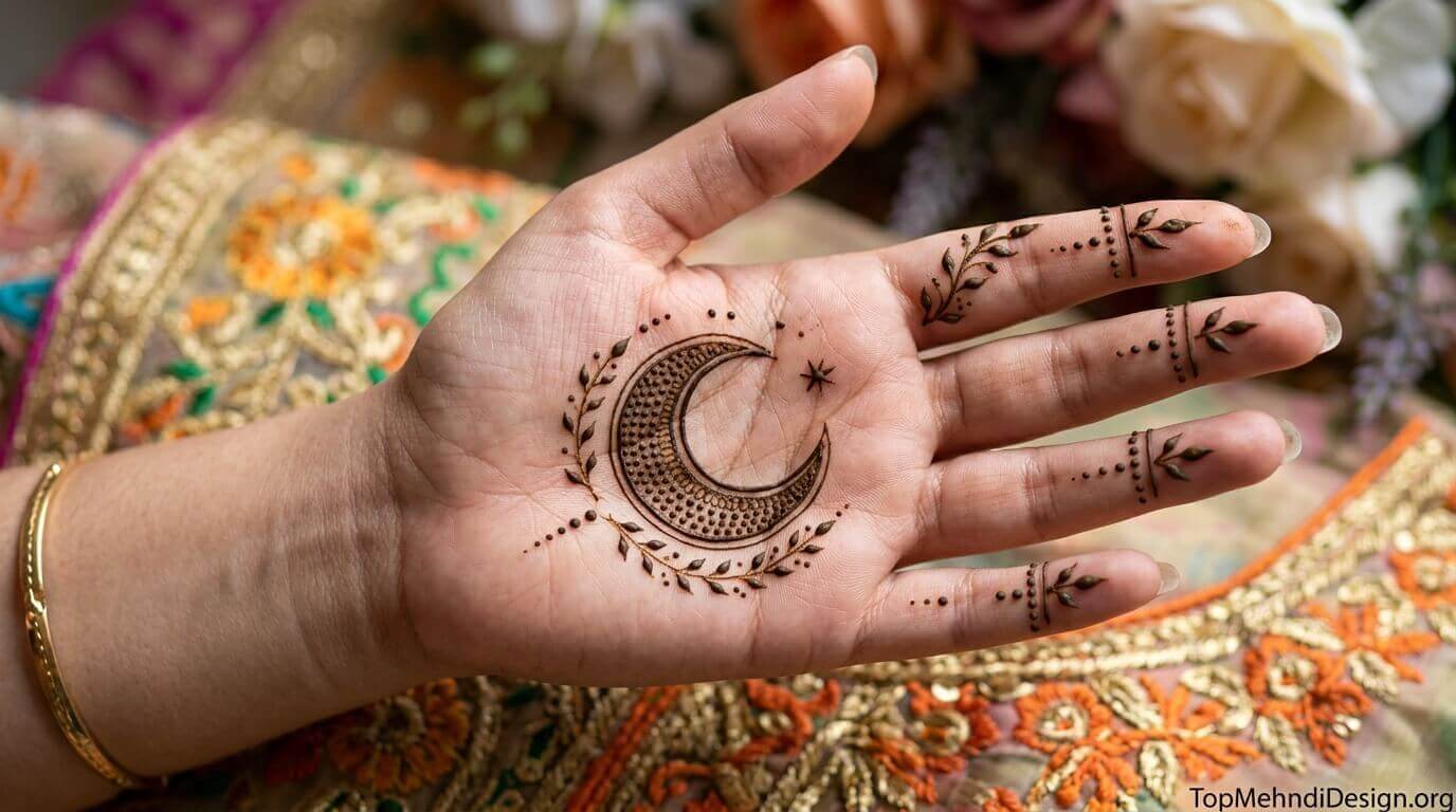 Moon Mehndi Design Simple Easy 2026