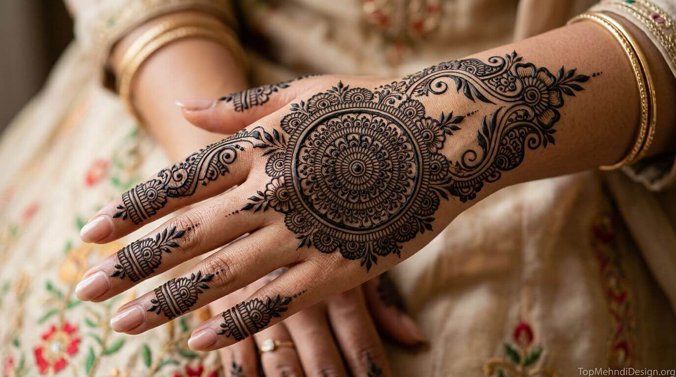 Moon Mehndi Design for Back Hand 2026