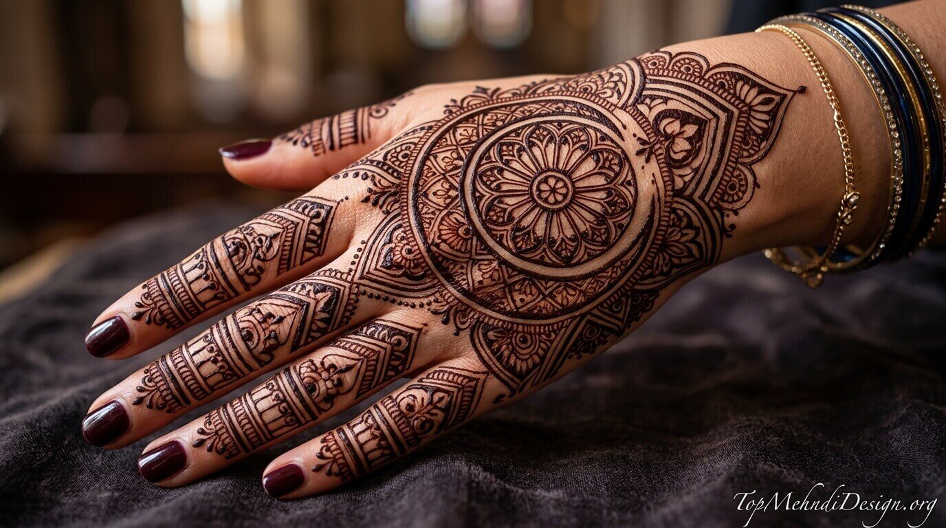 Moon Mehndi Design for Back Hand 2026
