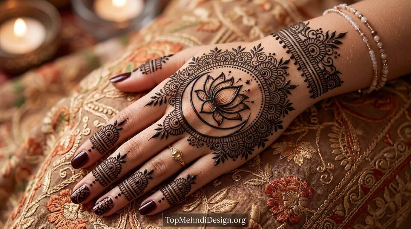 Moon Mehndi Design for Back Hand 2026