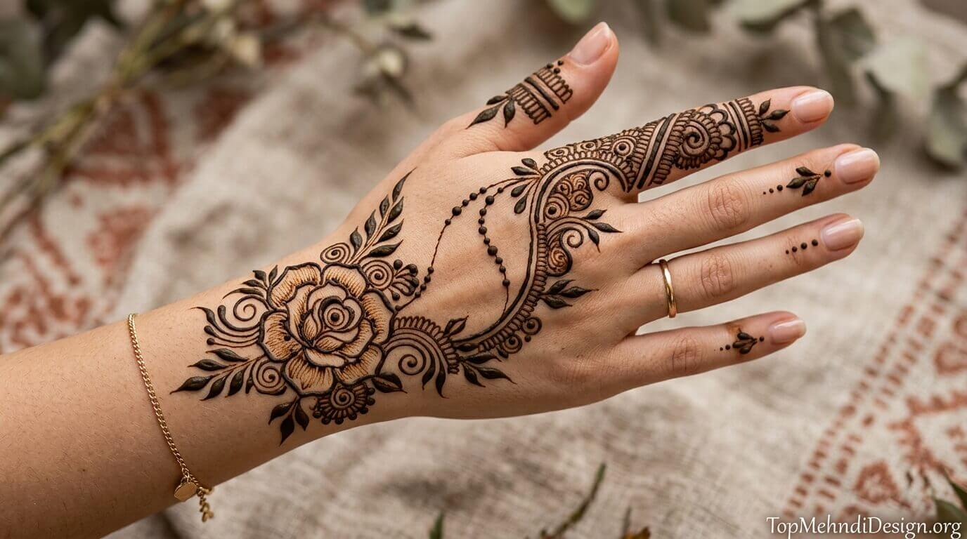 Rose Mehndi Design for Eid ul Adha 2026