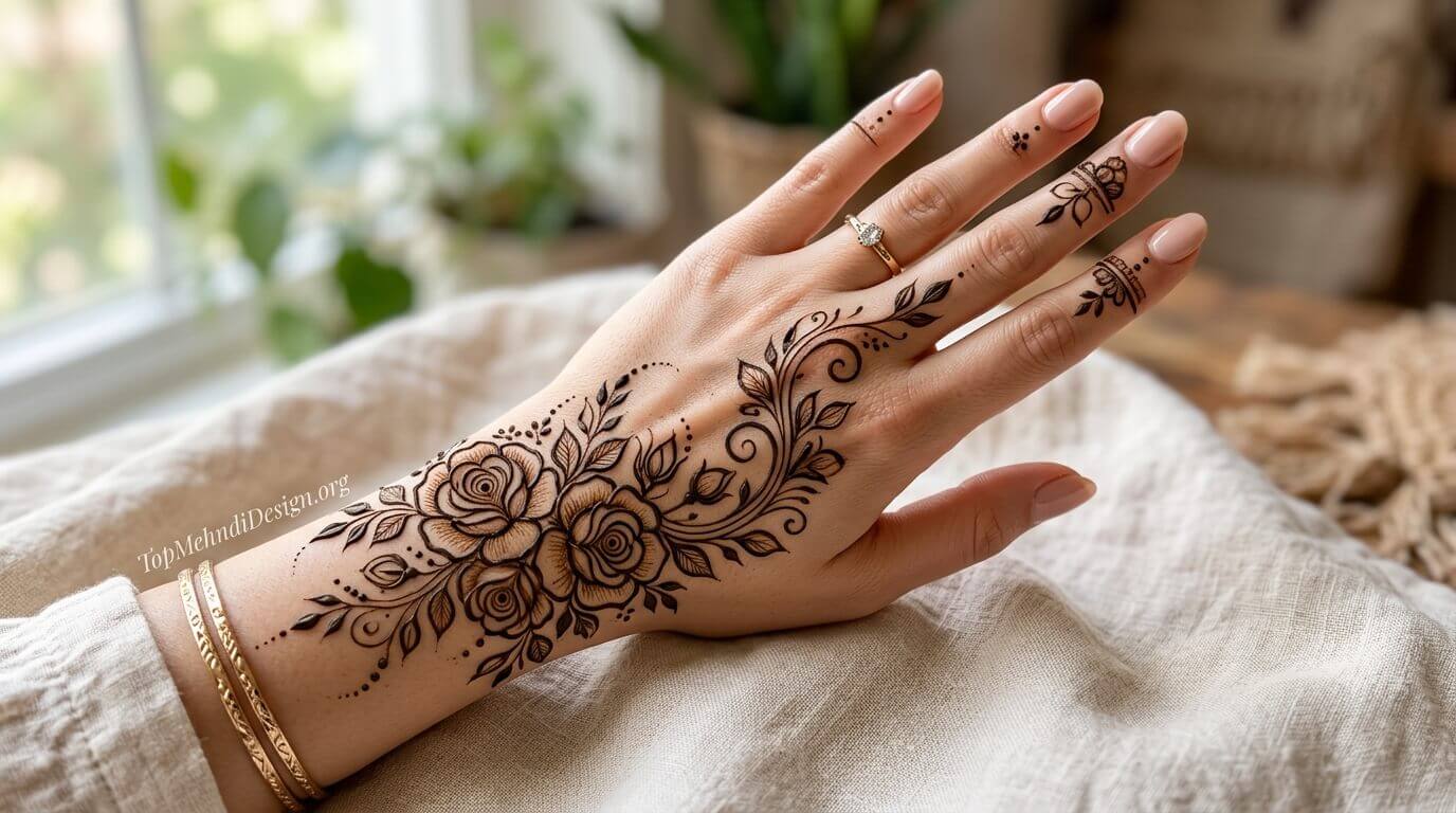 Rose Mehndi Design for Eid ul Adha 2026