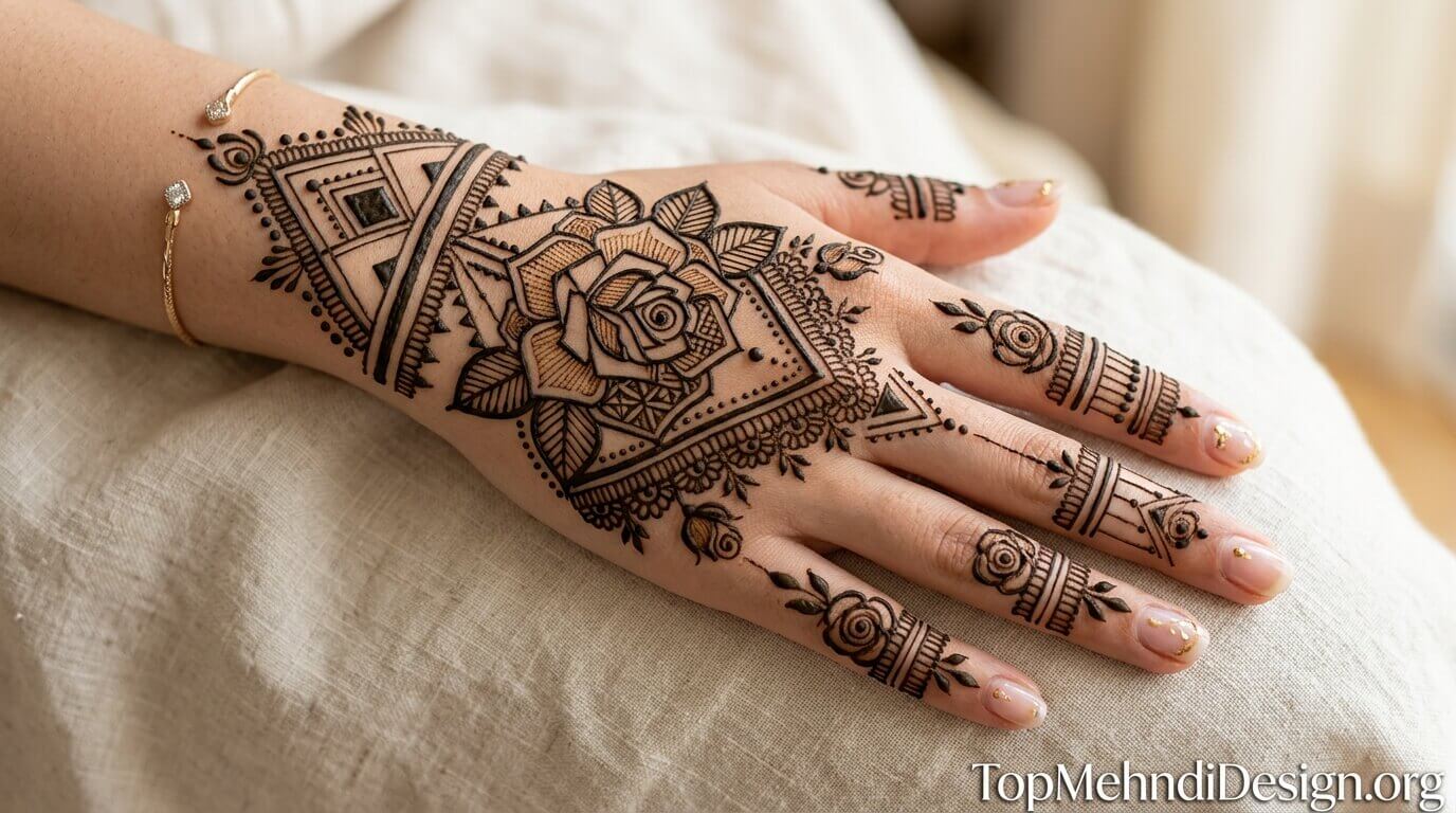 Rose Mehndi Design for Eid ul Adha 2026