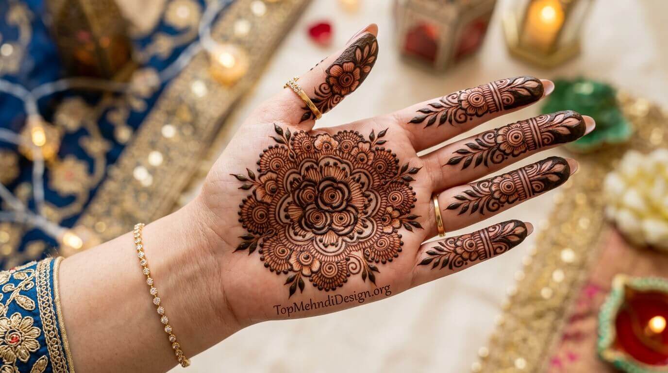 Rose Mehndi Design for Eid ul Adha 2026