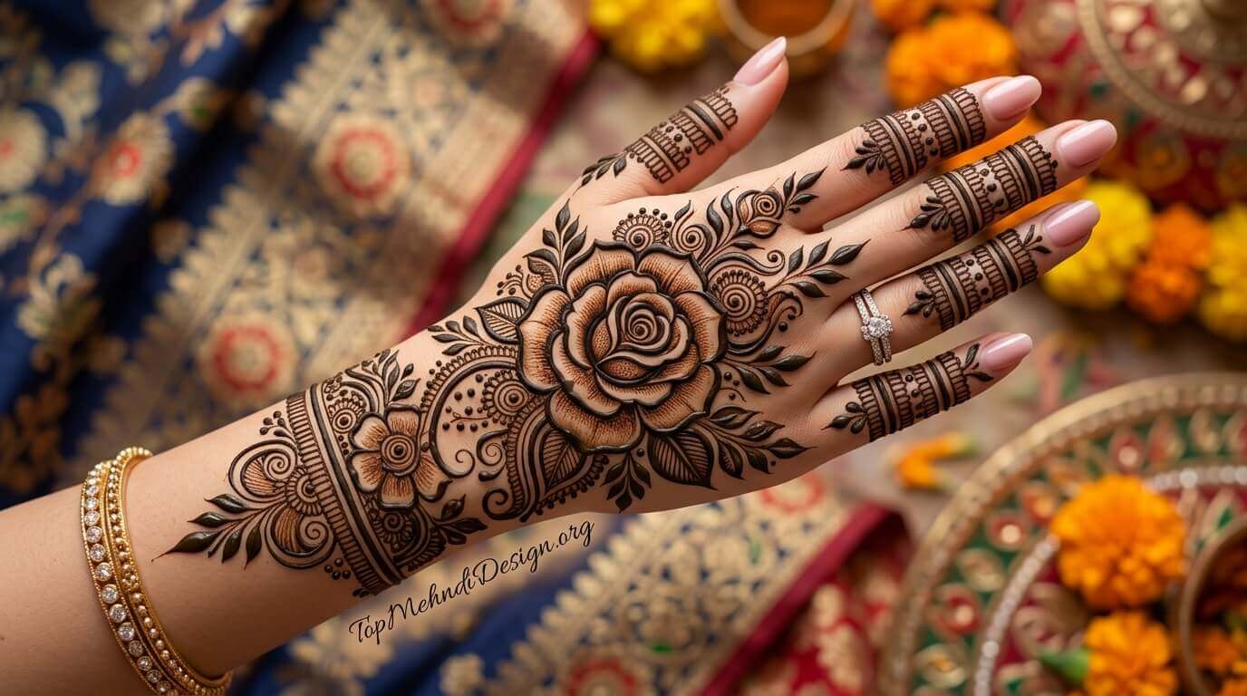 Rose Mehndi Design for Eid ul Adha 2026