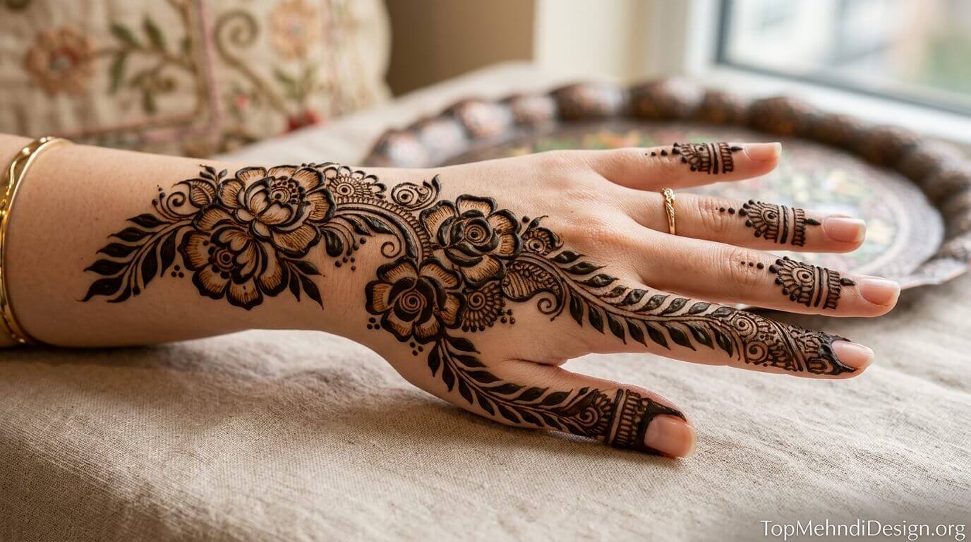 Rose Mehndi Design for Eid ul Adha 2026