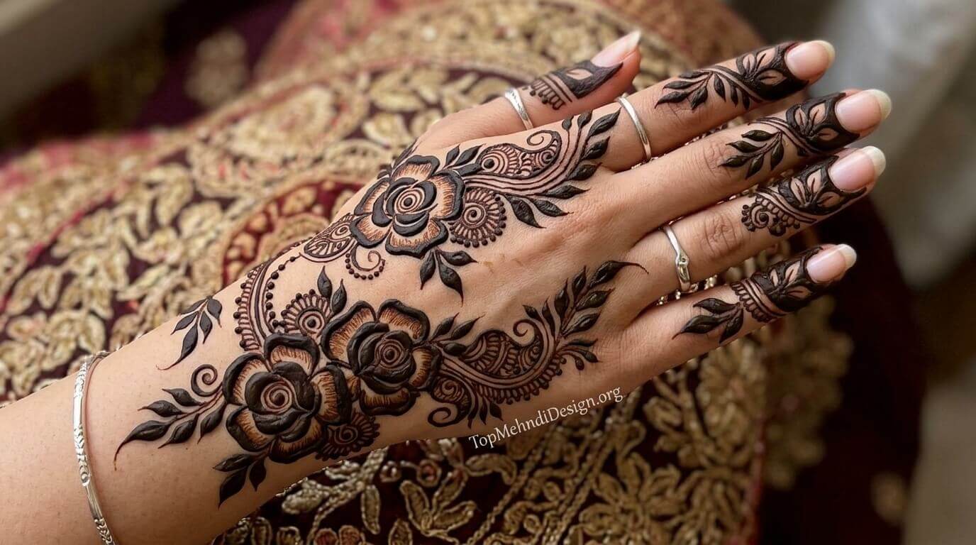 Rose Mehndi Design for Eid ul Adha 2026