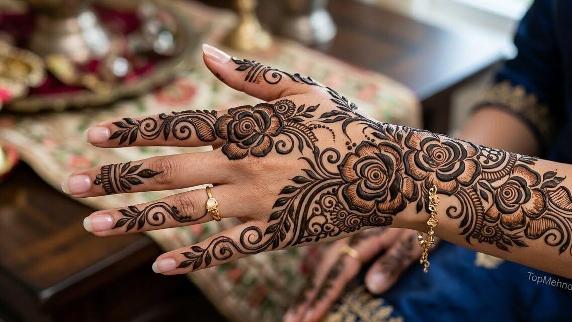 Rose Mehndi Design for Eid ul Adha 2026