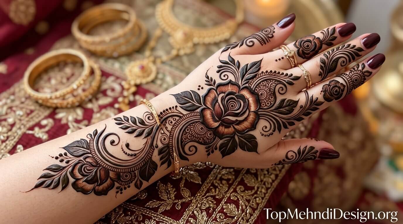 Rose Mehndi Design for Eid ul Adha 2026