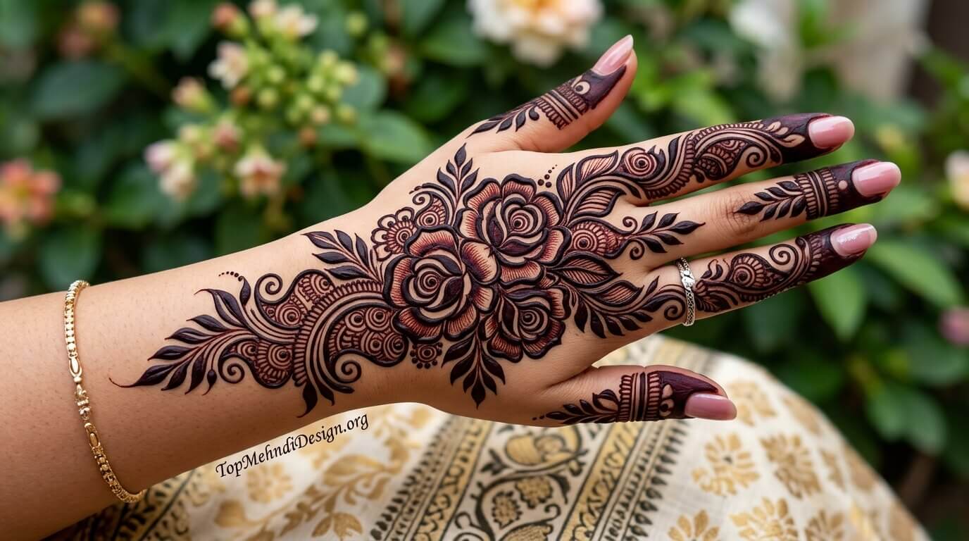 Rose Mehndi Design for Eid ul Adha 2026