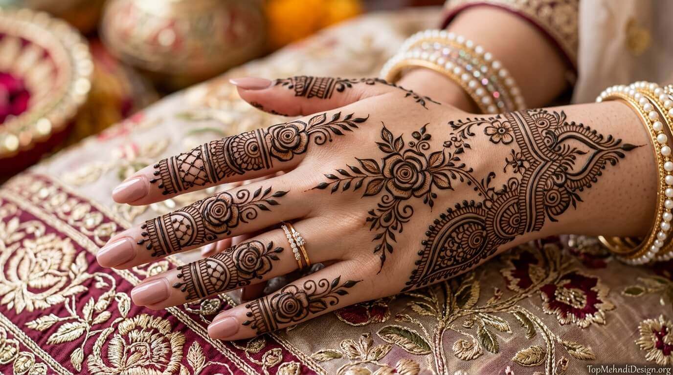 Rose Mehndi Design for Eid ul Adha 2026