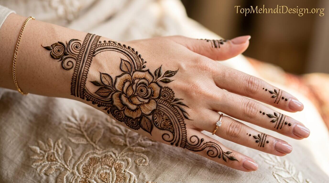 Rose Mehndi Design for Eid ul Adha 2026