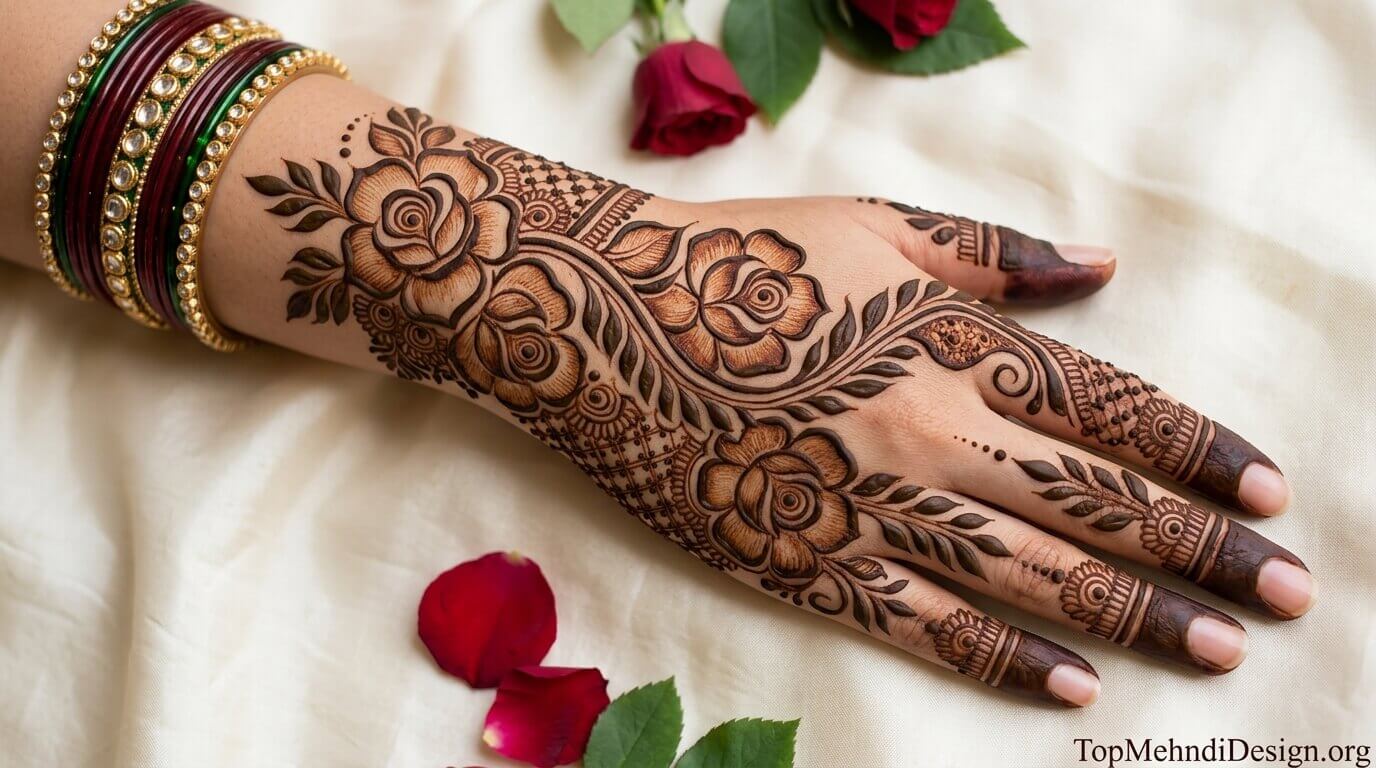 Rose Mehndi Design for Eid ul Adha 2026
