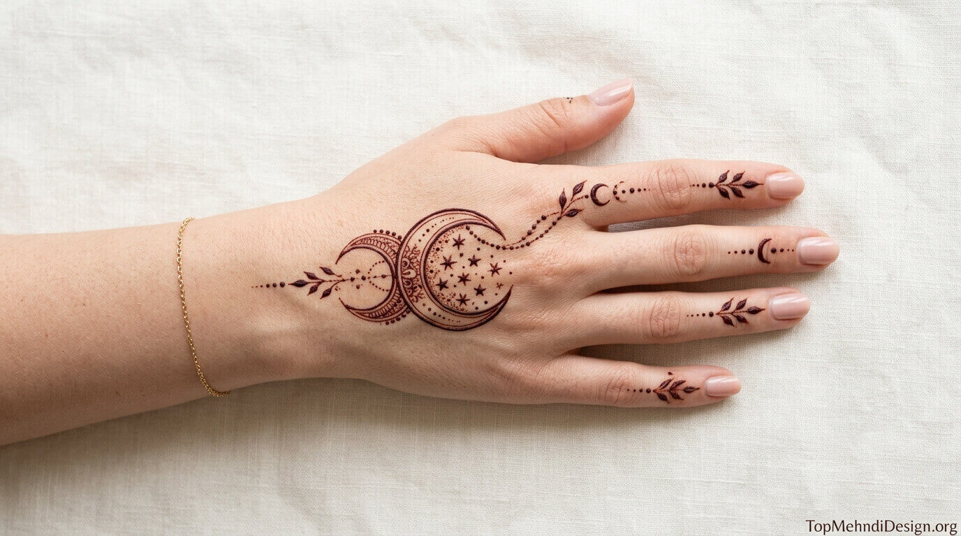 Simple Chand Mehndi Design Back Hand 2026