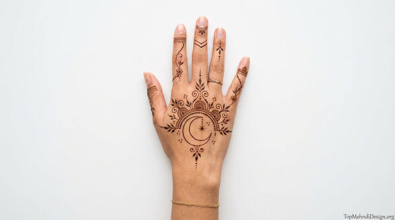 Simple Chand Mehndi Design Back Hand 2026