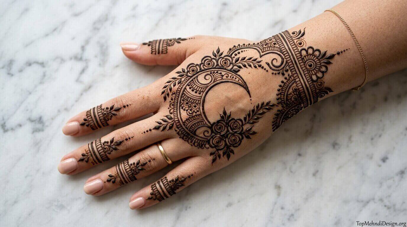 Simple Chand Mehndi Design Back Hand 2026