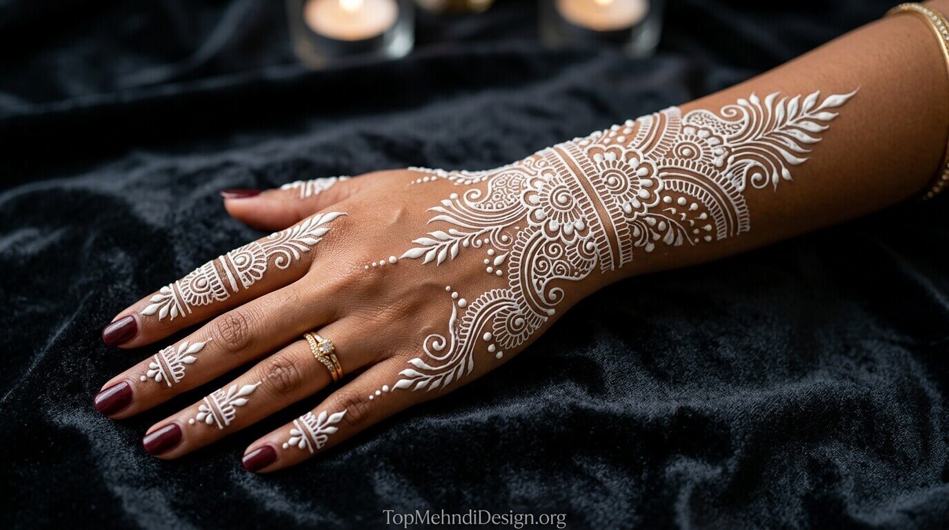 White Mehndi Design Simple 2026