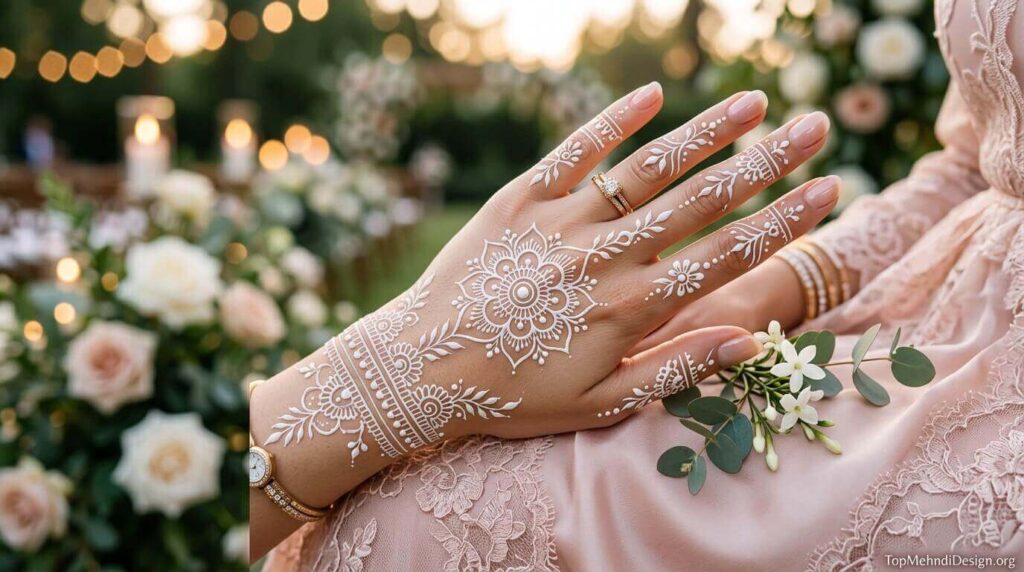 White Mehndi Design Simple 2026