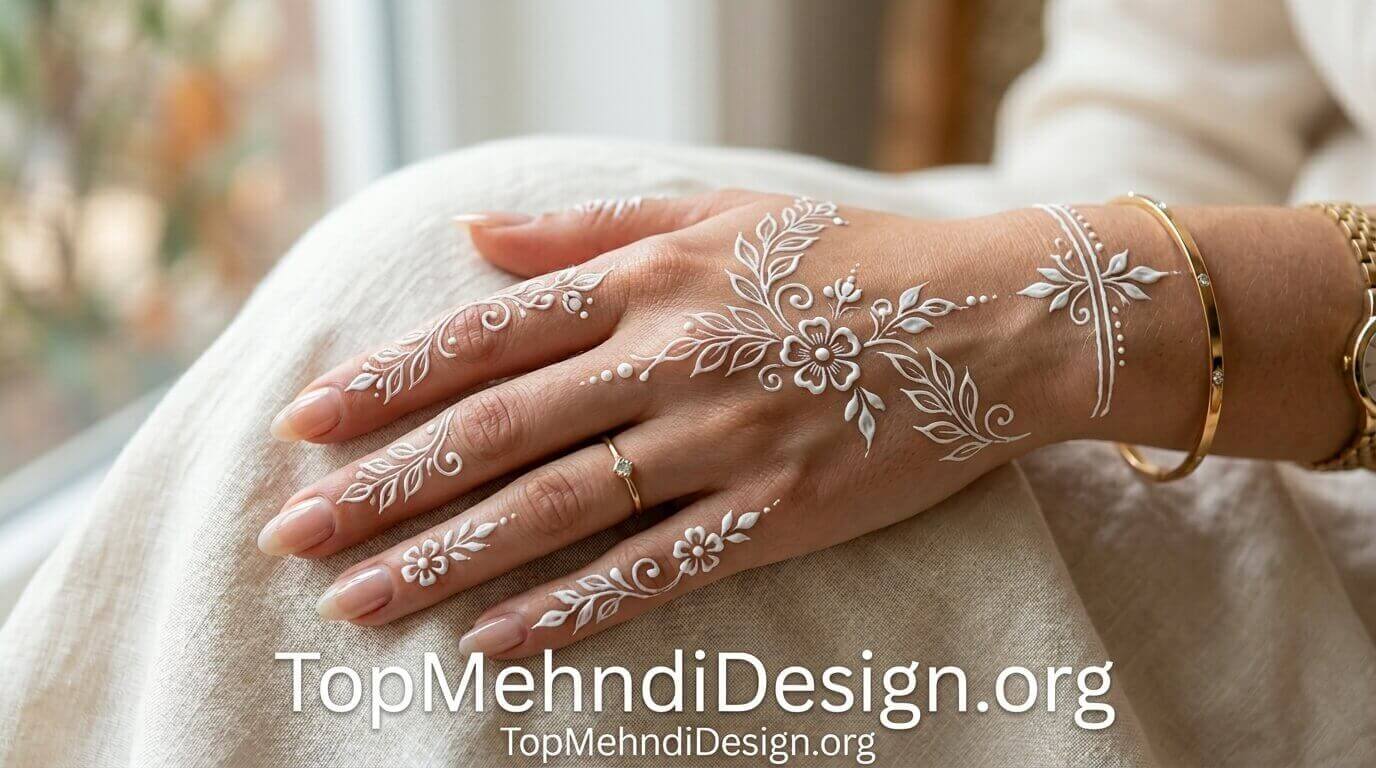 White Mehndi Design Simple 2026