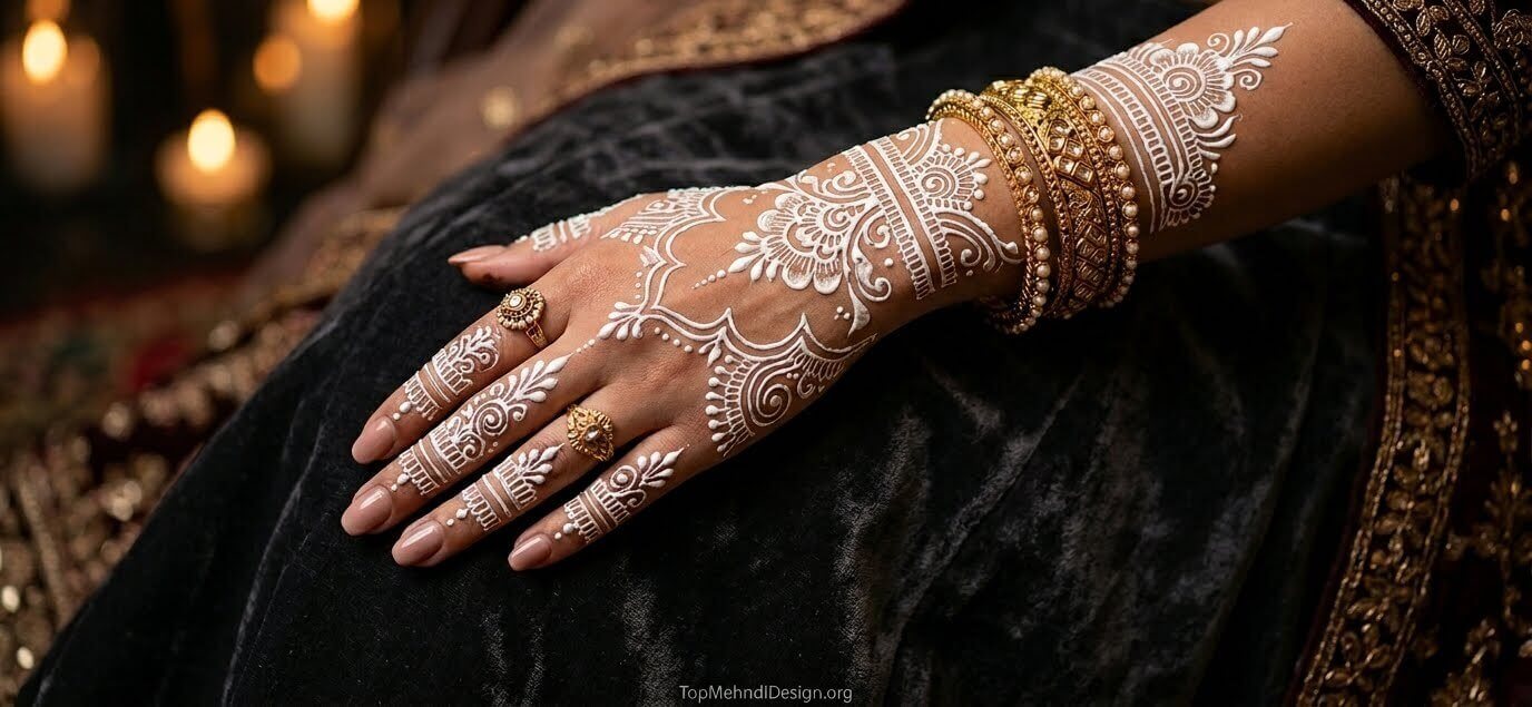 White Mehndi Design Simple 2026
