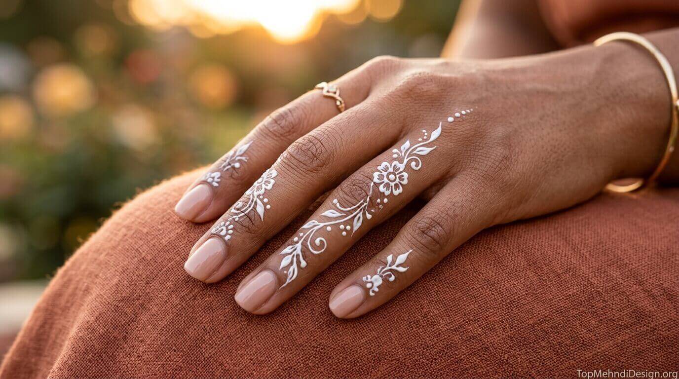 White Mehndi Design Simple 2026