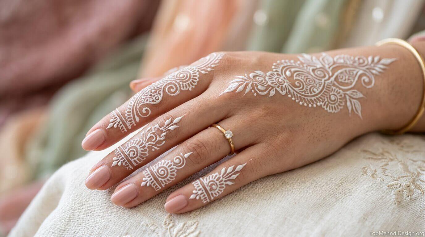 White Mehndi Design Simple 2026