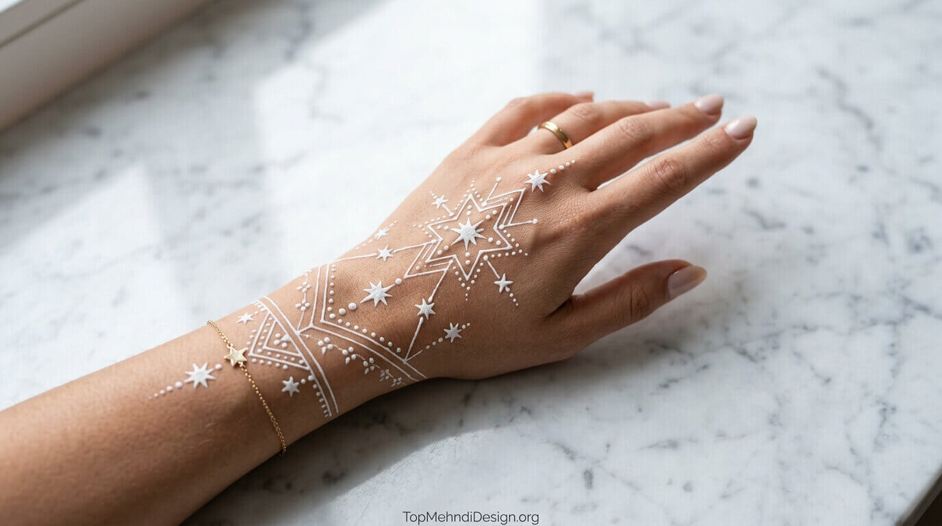 White Mehndi Design Simple 2026