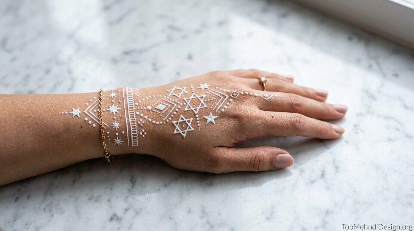 White Mehndi Design Simple 2026