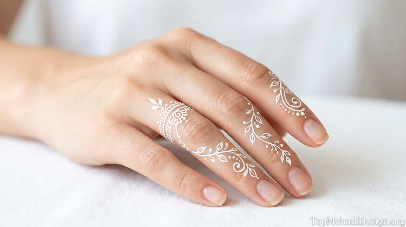 White Mehndi Design Simple 2026