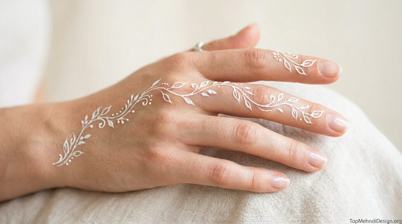 White Mehndi Design Simple 2026