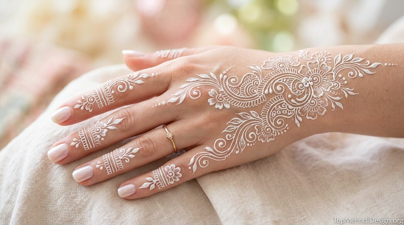 White Mehndi Design Simple 2026