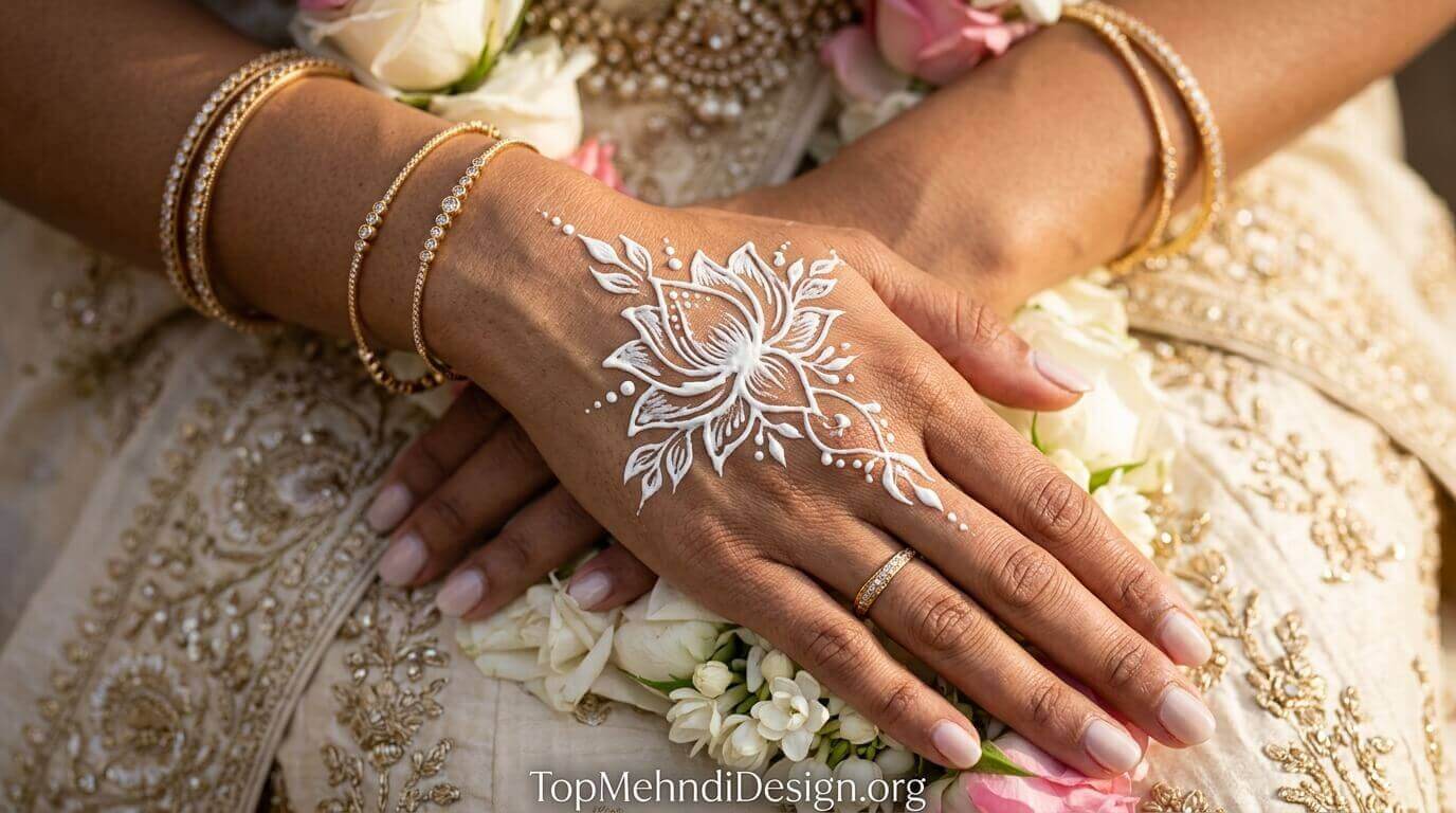 White Mehndi Design Simple 2026