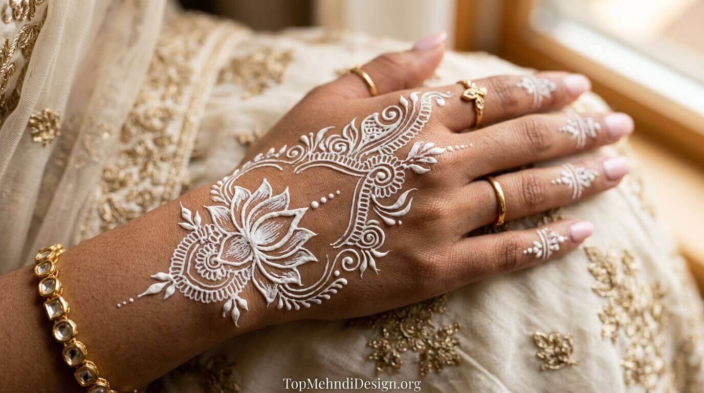 White Mehndi Design Simple 2026
