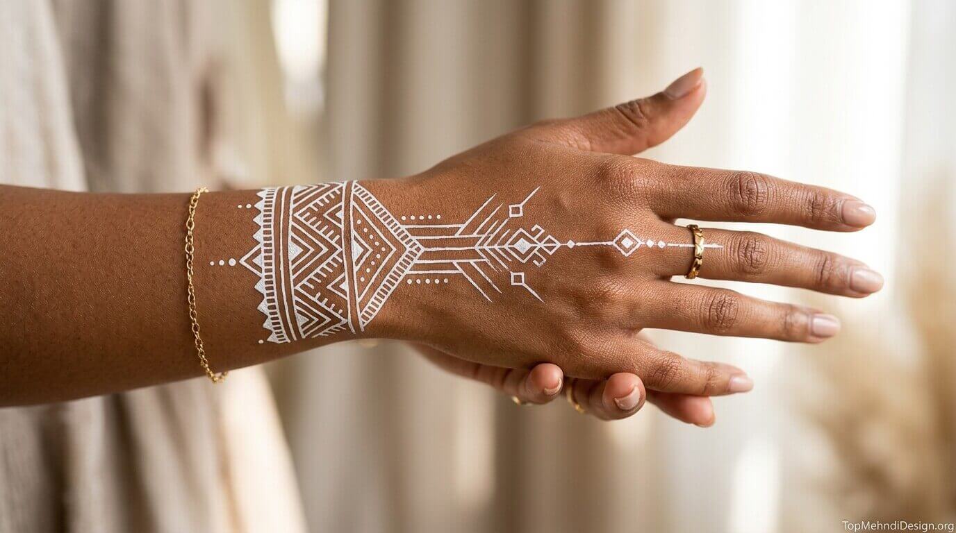 White Mehndi Design Simple 2026