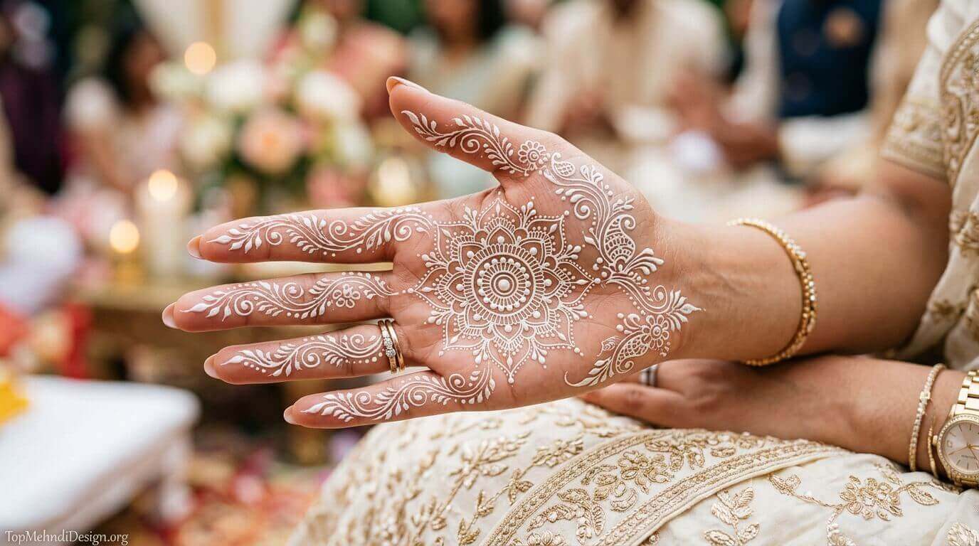 White Mehndi Design Simple 2026