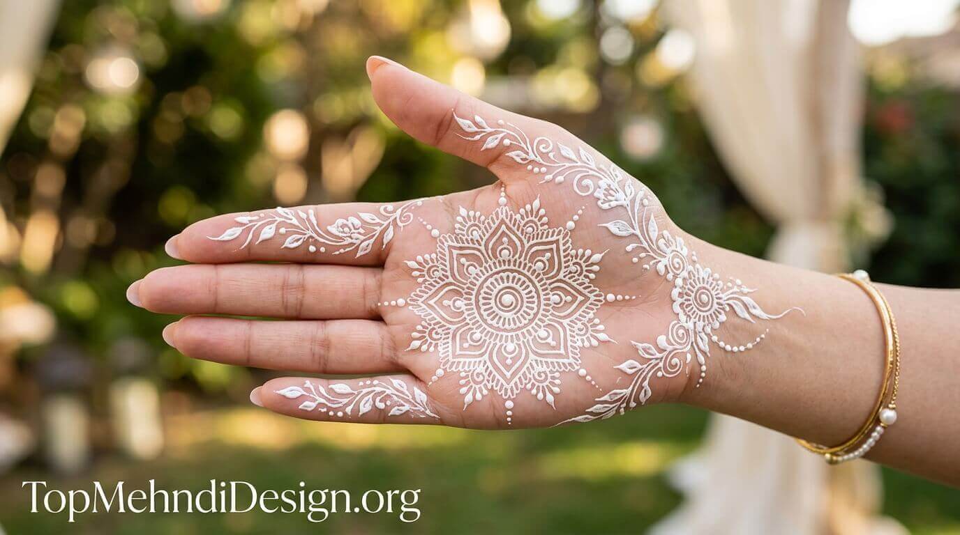 White Mehndi Design Simple 2026
