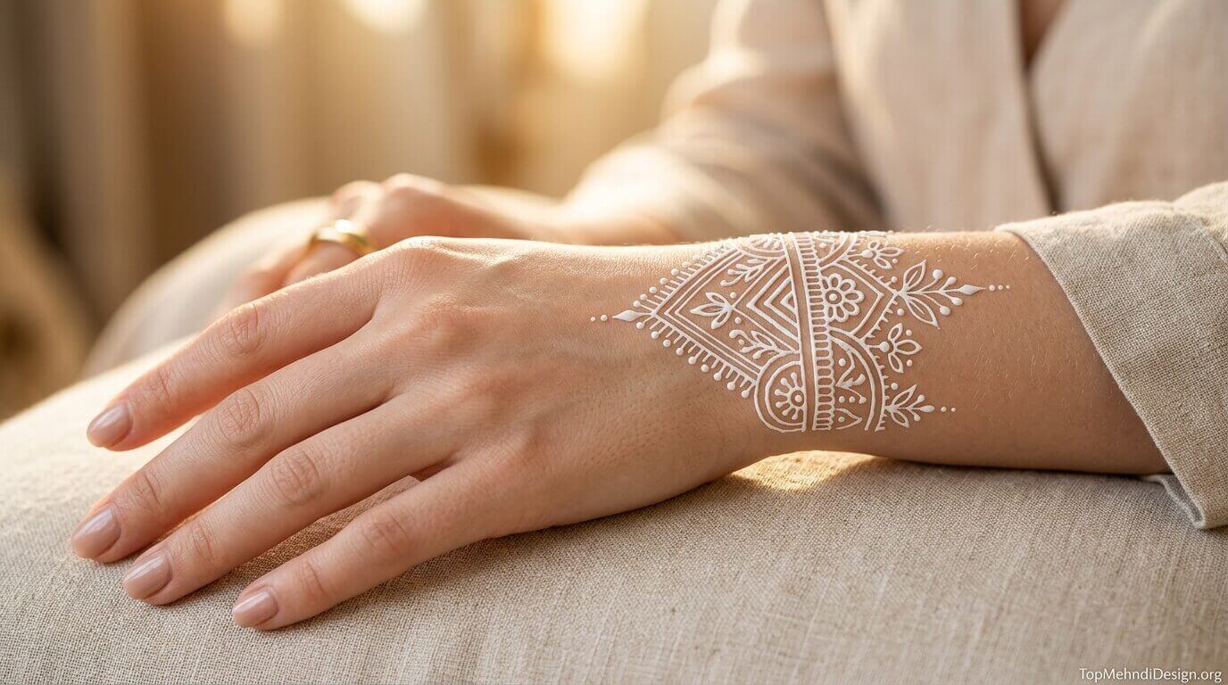 White Mehndi Design Simple 2026