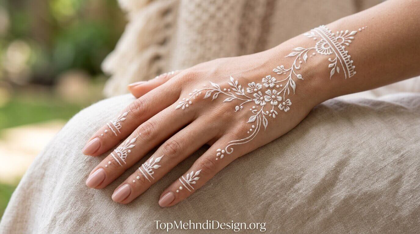 White Mehndi Design Simple 2026