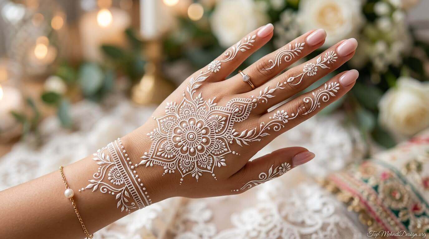 White Mehndi Design Simple 2026